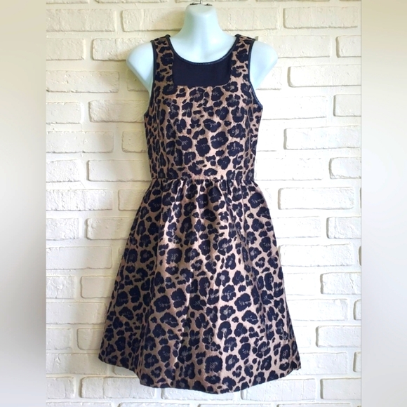 Kensie Leopard Animal Print Jacquard Fit & Flare Cocktail Dress Size XS Black - Picture 11 of 11